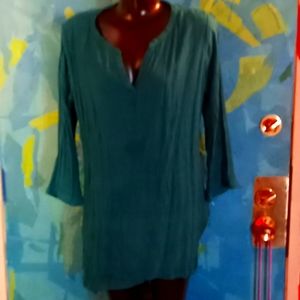 St. John's Bay, Teal Green Blouse Xtra Large